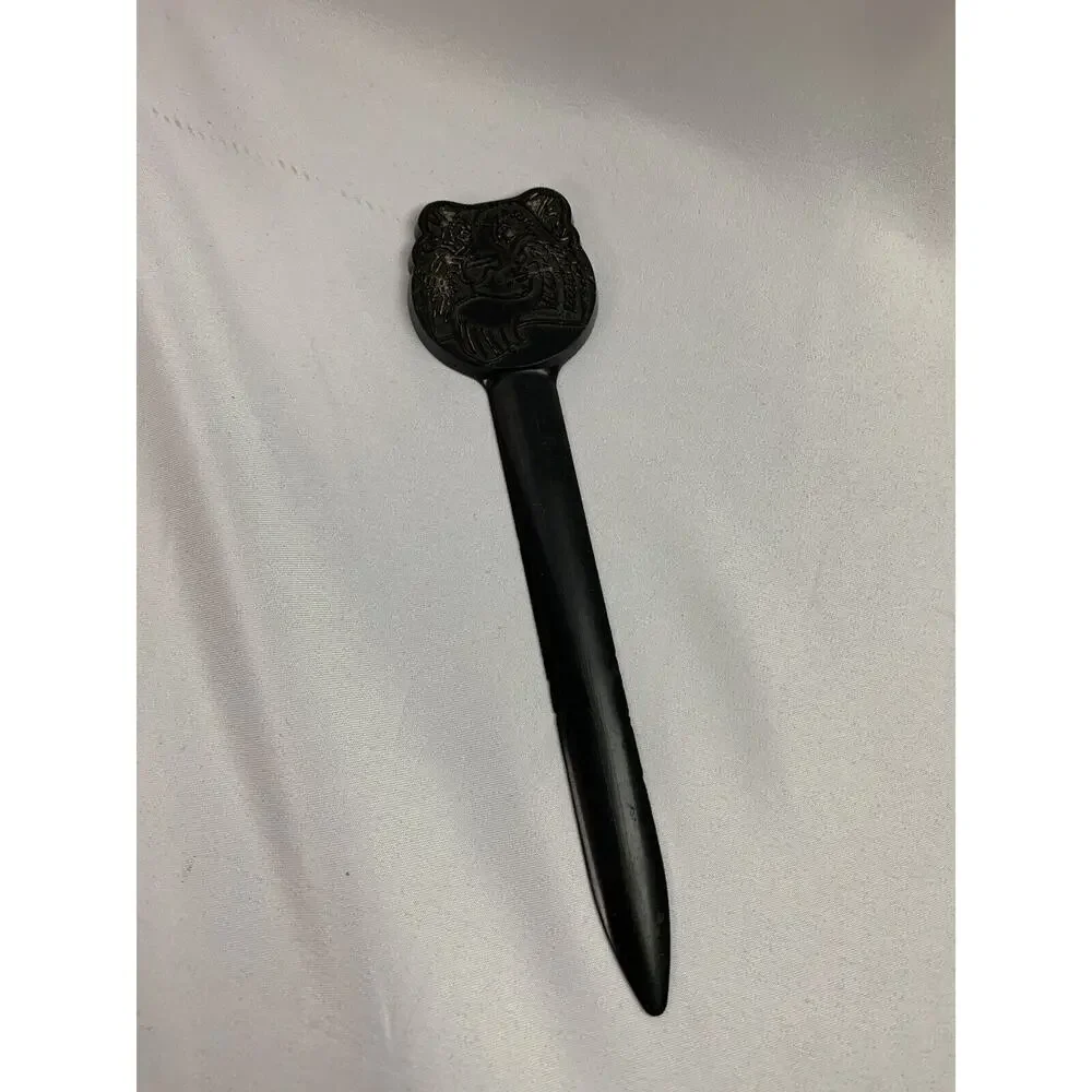 Vintage Exxon Esso Tiger Letter Opener Black Plastic Stake 